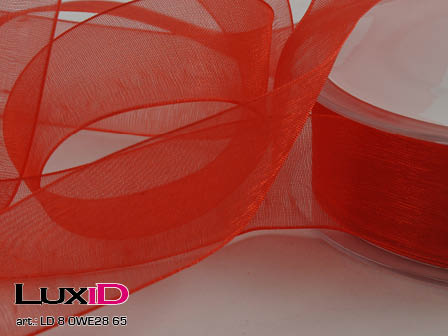 Organza woven edge 65 red 25mm x 50m